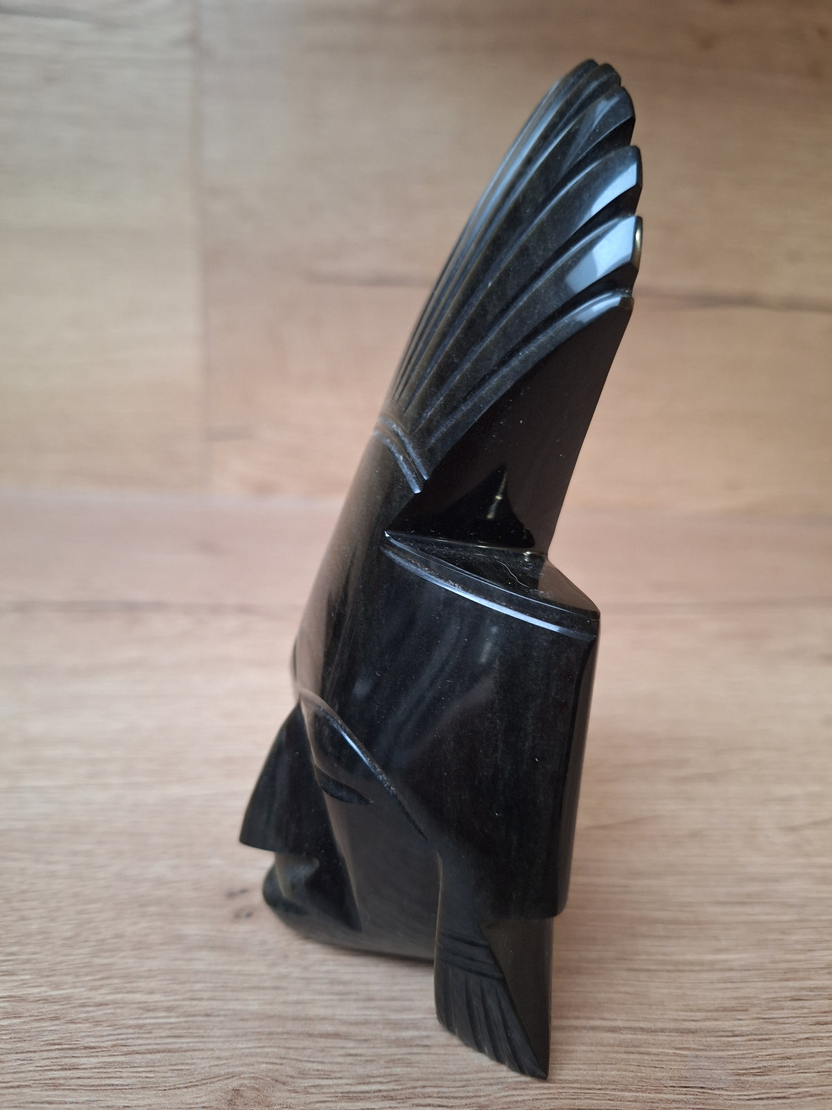 Guerrier mésoaméricain en obsidienne noire – Sculpture mexicaine 15,5 cm