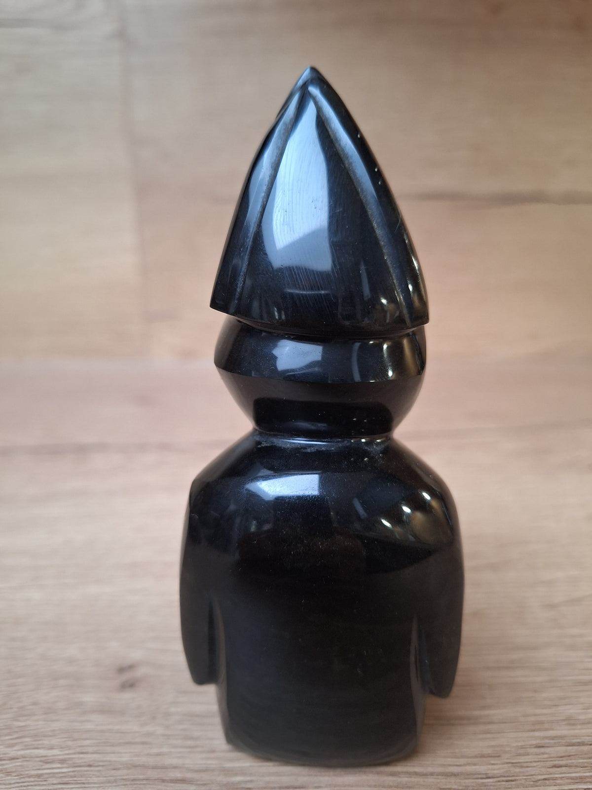 Statuette Guerrier Aztèque en Obsidienne Dorée – Mexique – 15 cm