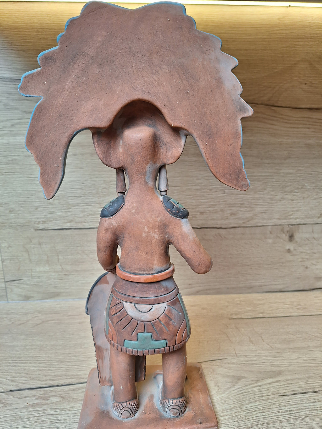 Grand Guerrier Maya – Statuette Mexicaine Polychrome – 41 cm – Art Précolombien