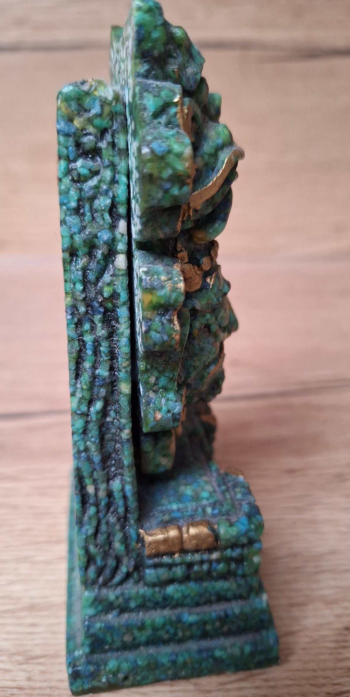 Sculpture en malachite – Figure précolombienne au félin – Mexique – 13 cm