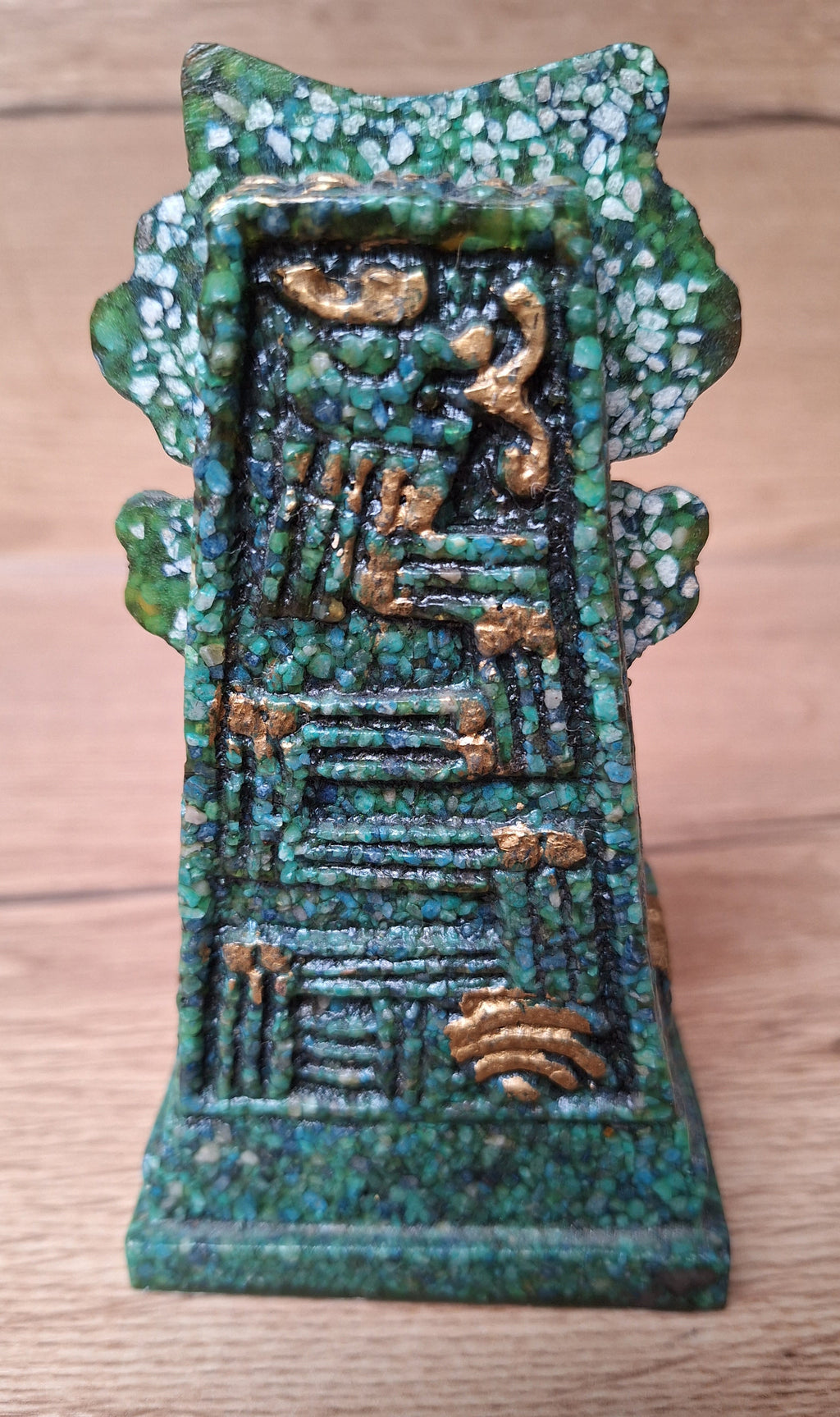 Sculpture en malachite – Figure précolombienne au félin – Mexique – 13 cm