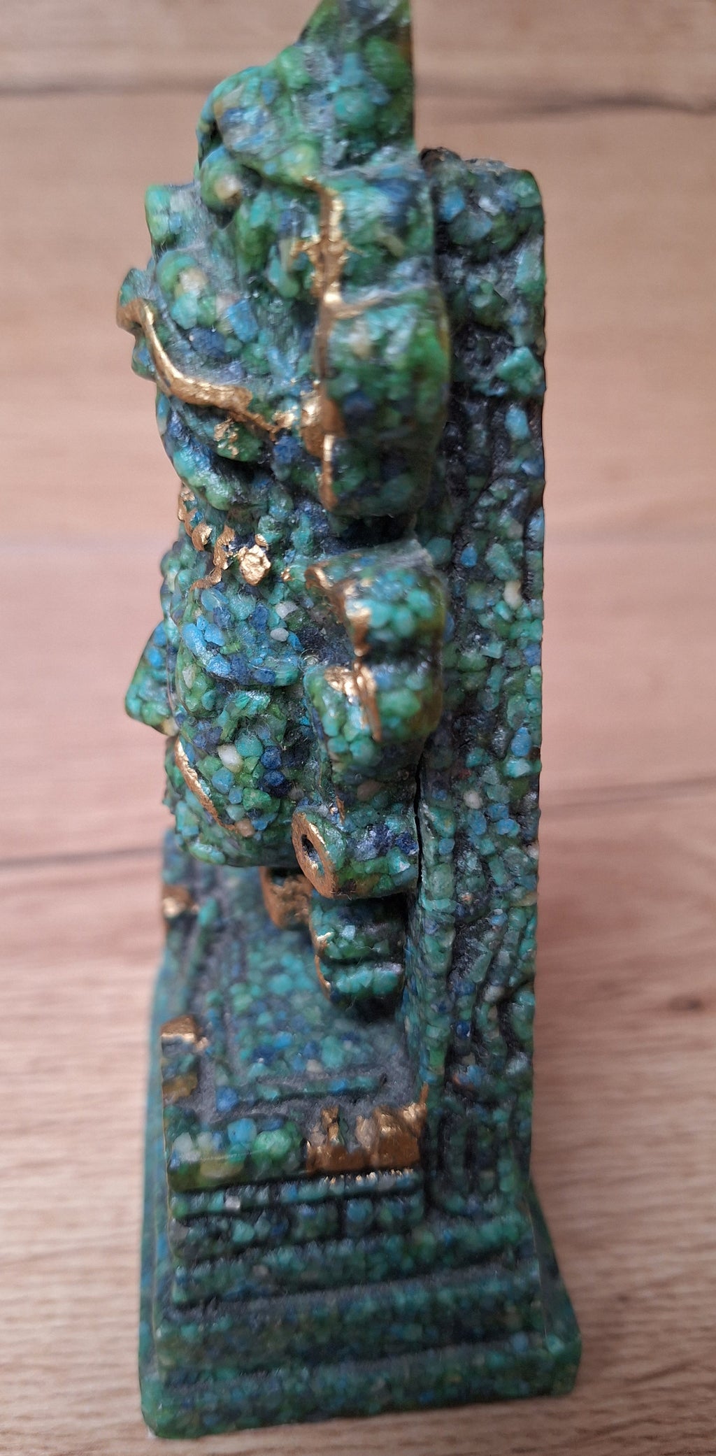 Sculpture en malachite – Figure précolombienne au félin – Mexique – 13 cm