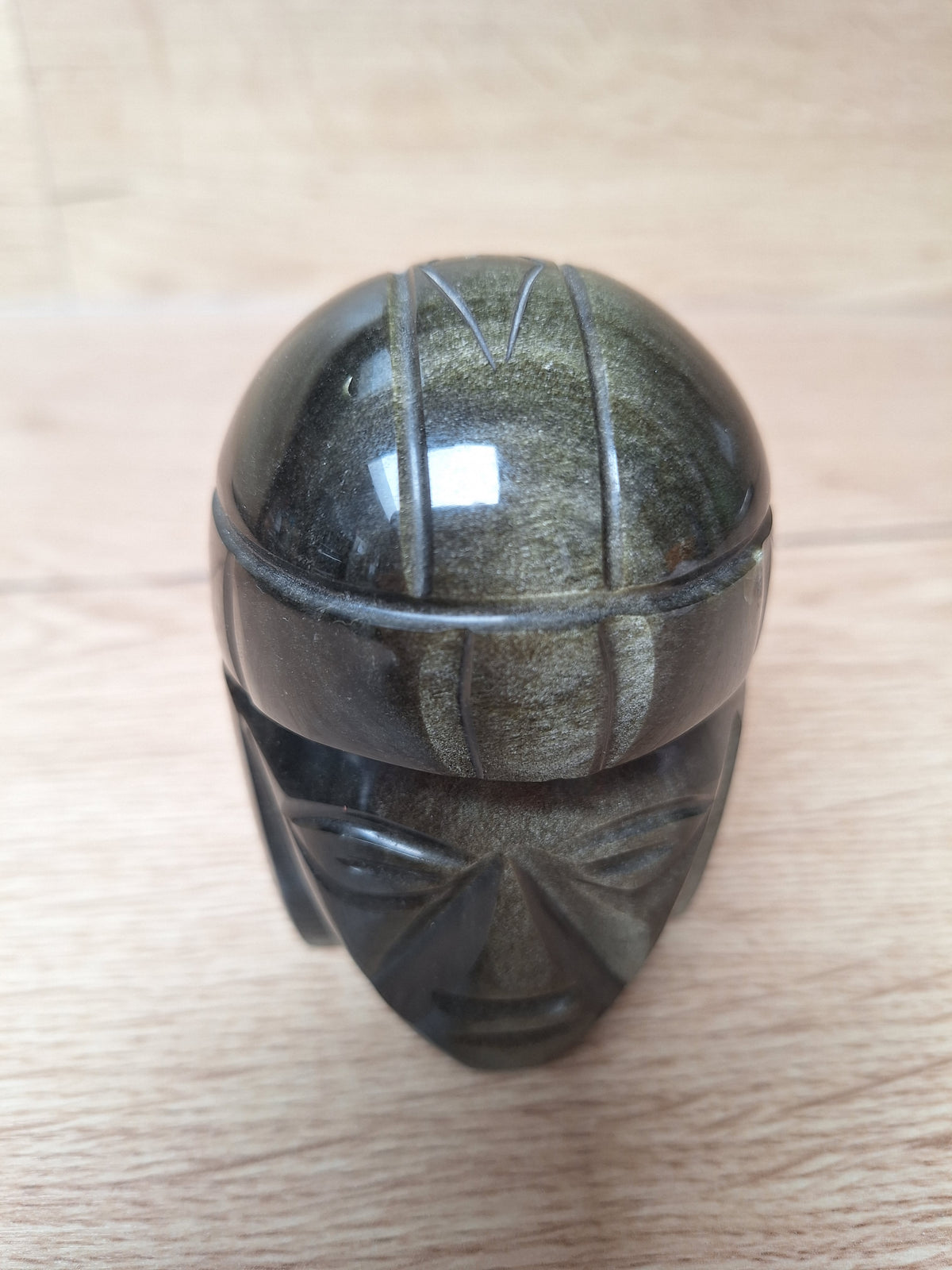 Reproduction Tête Olmèque en Obsidienne, Mexique, Artisanat Amérindien