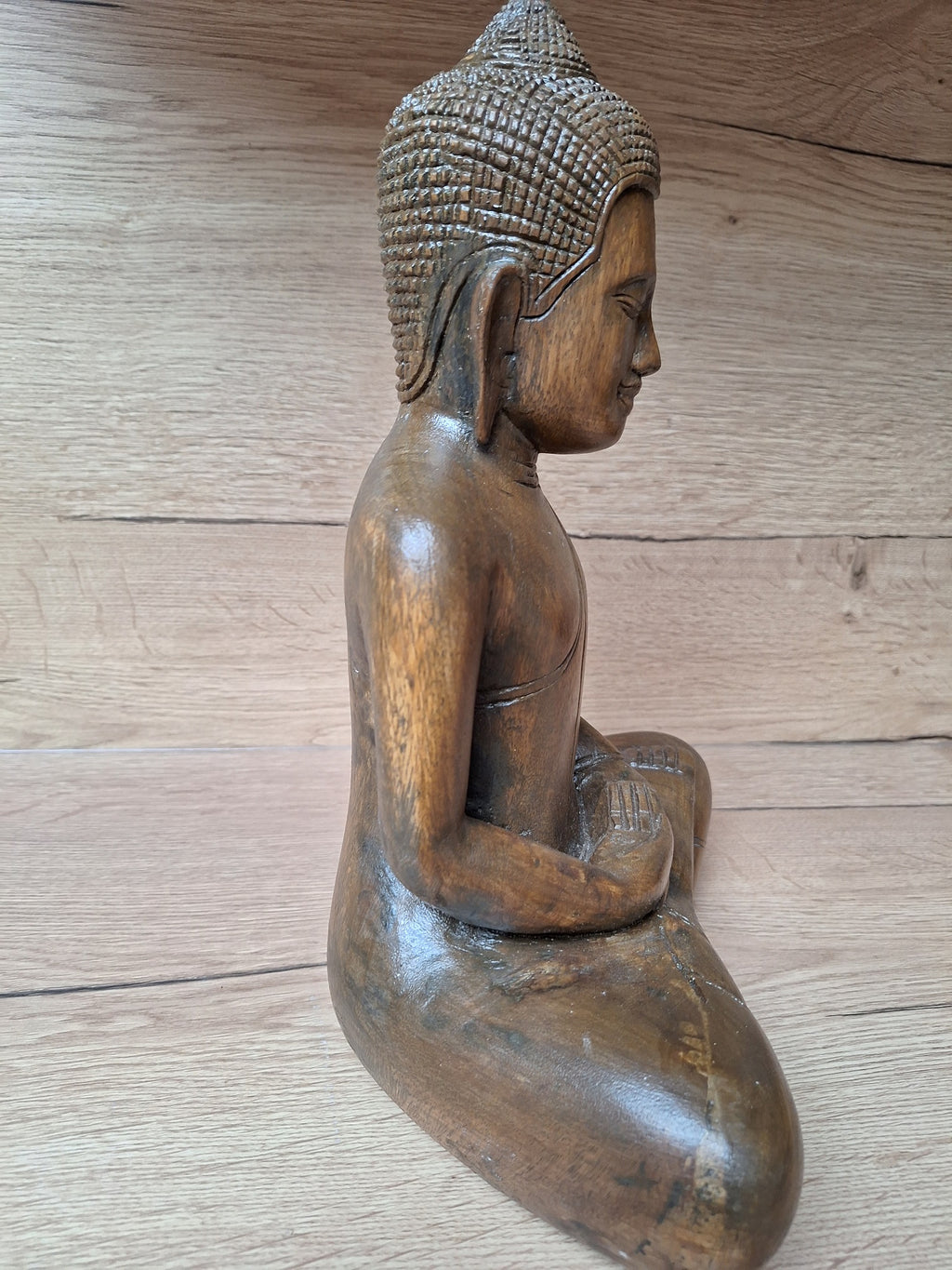 Bouddha en méditation en bois sculpté – Art khmer – Cambodge
