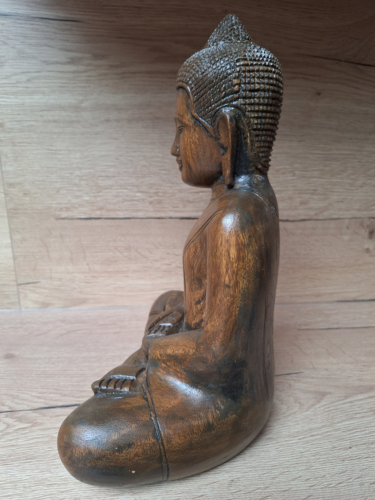 Bouddha en méditation en bois sculpté – Art khmer – Cambodge