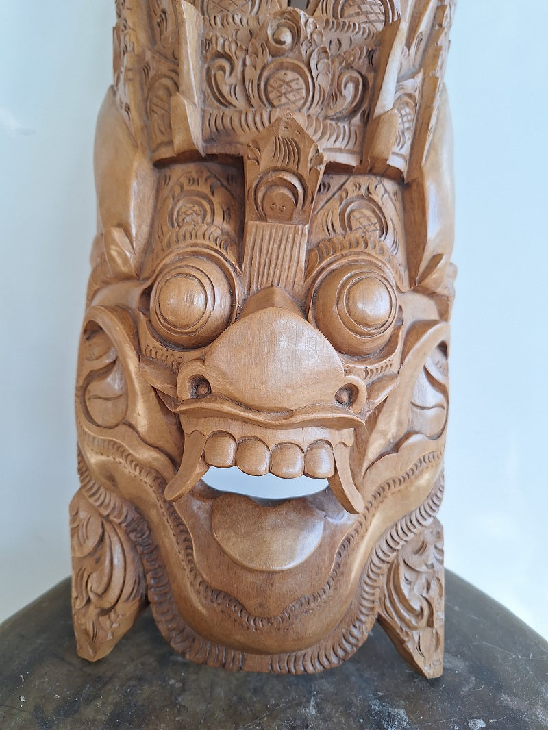 Masque ethnique Indonésien en bois sculpté, Masque Barong, Bali, Indonésie