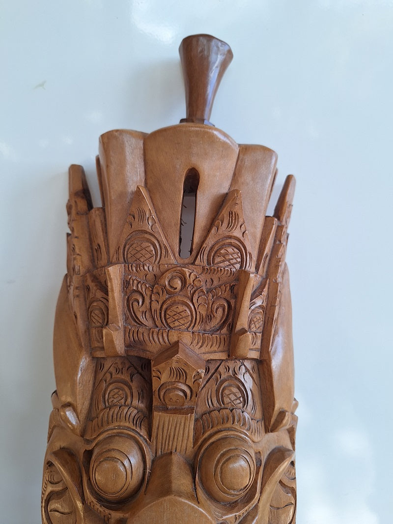 Masque ethnique Indonésien en bois sculpté, Masque Barong, Bali, Indonésie