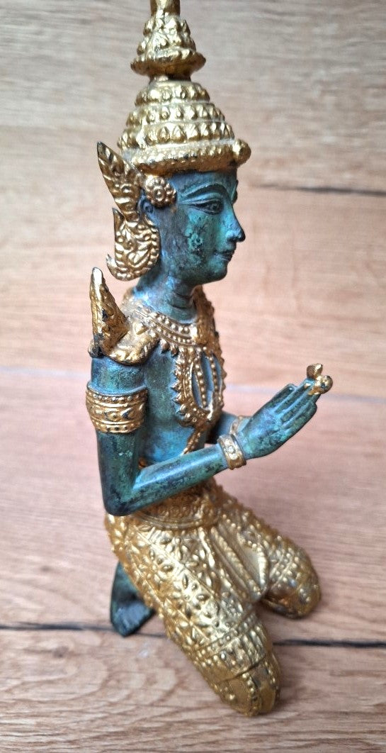 Statuette Theppanom en bronze – Gardien de temple thaïlandais – Thaïlande – 23 cm