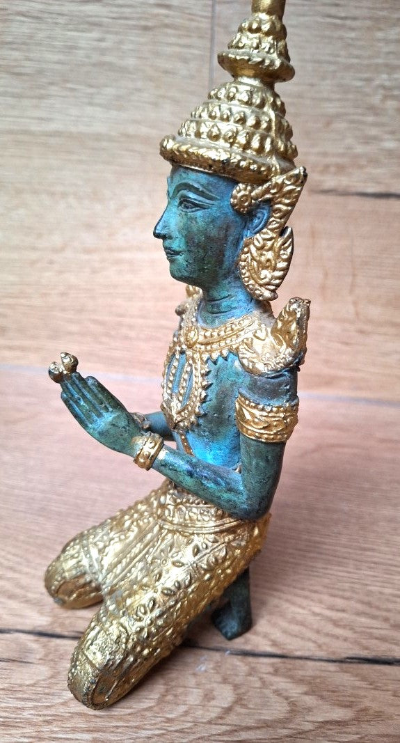 Statuette Theppanom en bronze – Gardien de temple thaïlandais – Thaïlande – 23 cm