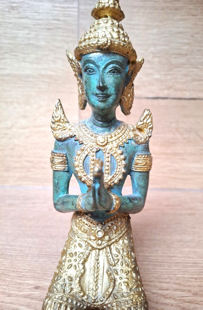 Statuette Theppanom en bronze – Gardien de temple thaïlandais – Thaïlande – 23 cm