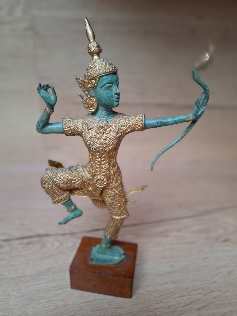 Prince Rama à l’arc – Sculpture thaïlandaise en bronze – 27 cm
