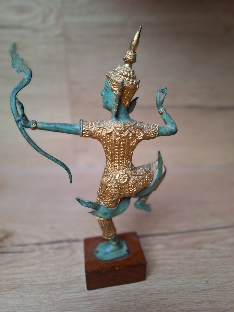 Prince Rama à l’arc – Sculpture thaïlandaise en bronze – 27 cm