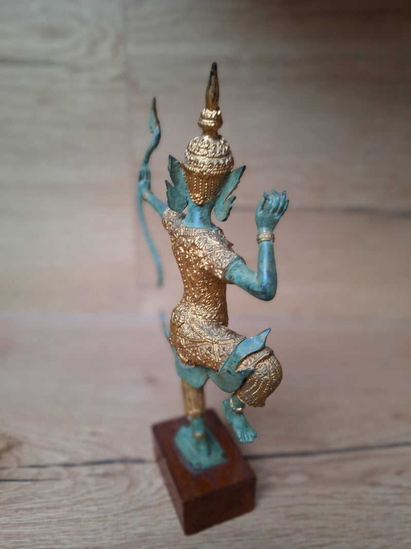 Prince Rama à l’arc – Sculpture thaïlandaise en bronze – 27 cm