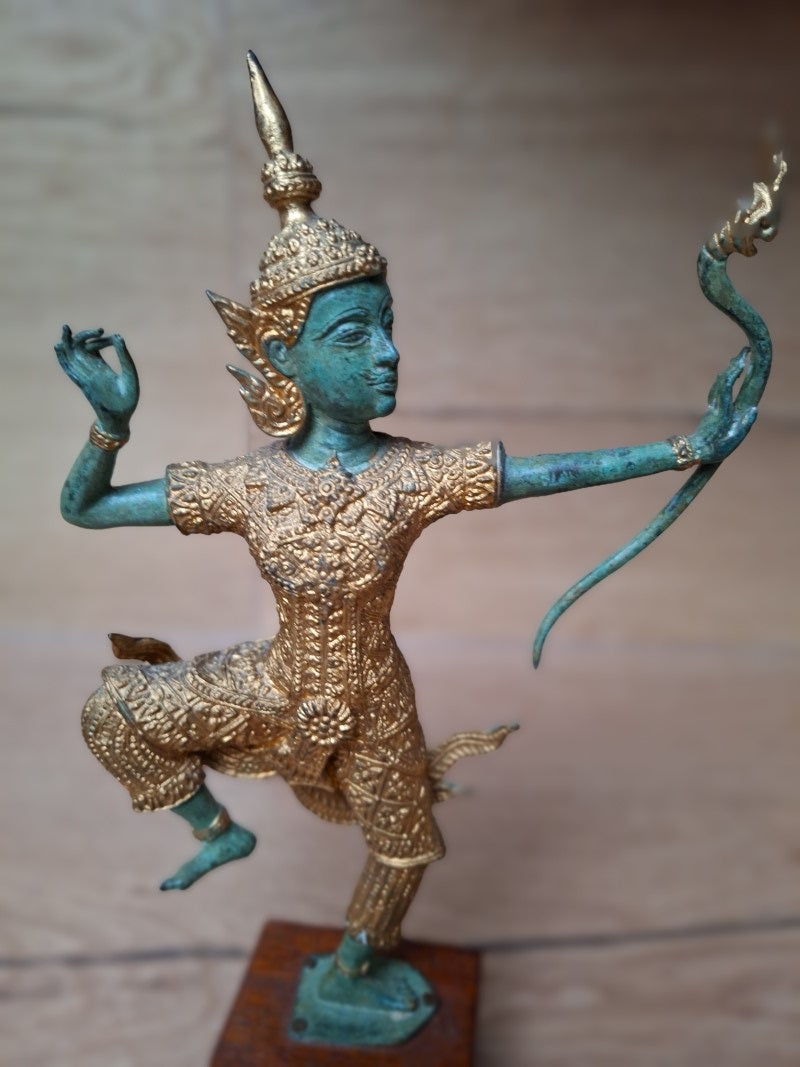 Prince Rama à l’arc – Sculpture thaïlandaise en bronze – 27 cm