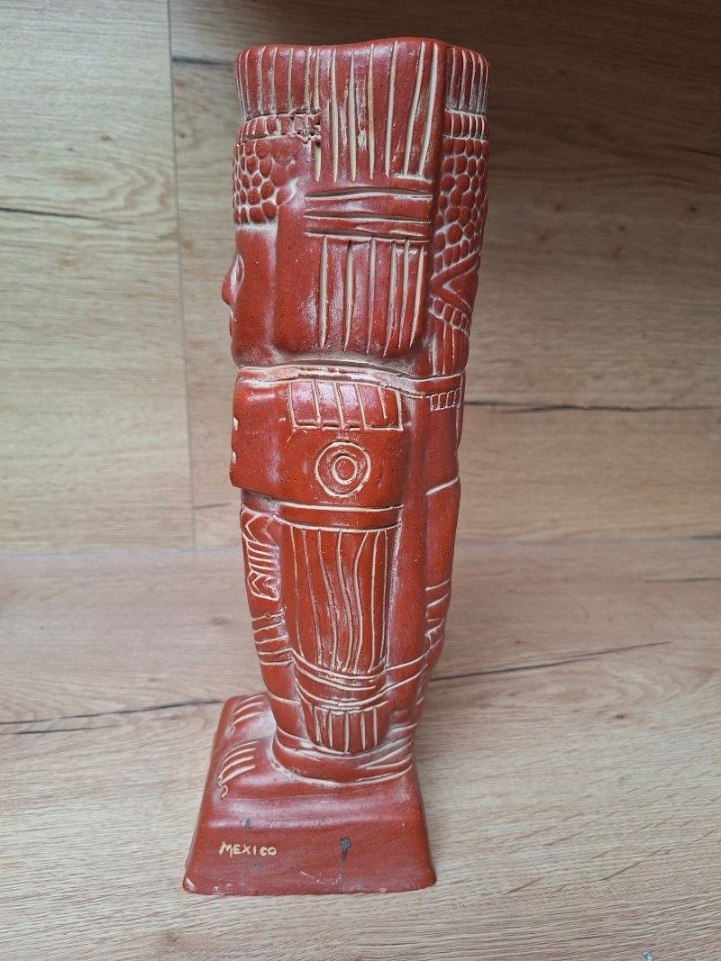 Guerrier Atlante de Tula en terre cuite – Sculpture Toltèque – Mexique – 35 cm
