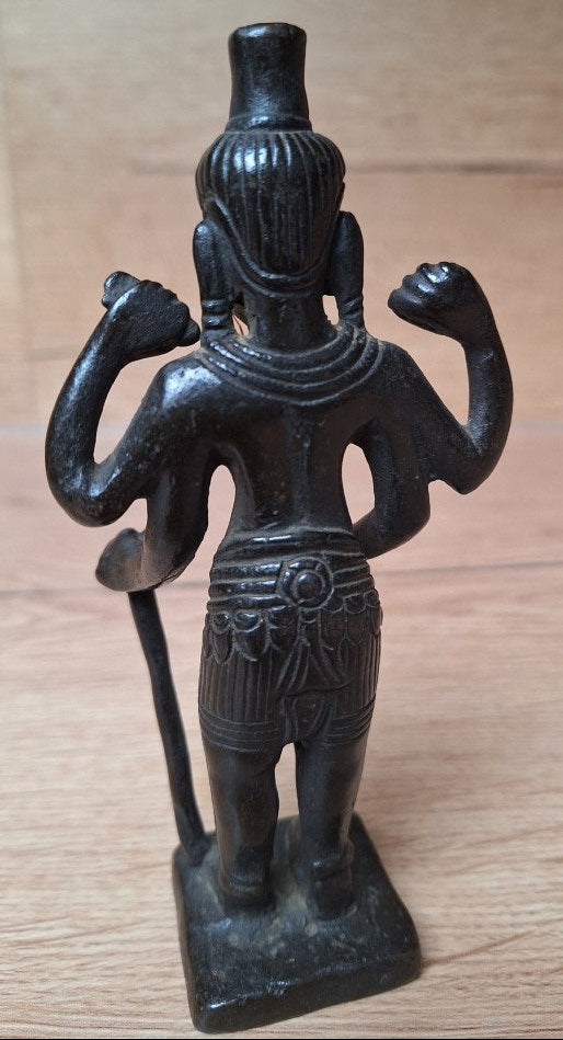 Statue Ancienne de Vishnu à quatre bras – Sculpture en bronze style Khmer – Art spirituel d’Asie du Sud-Est