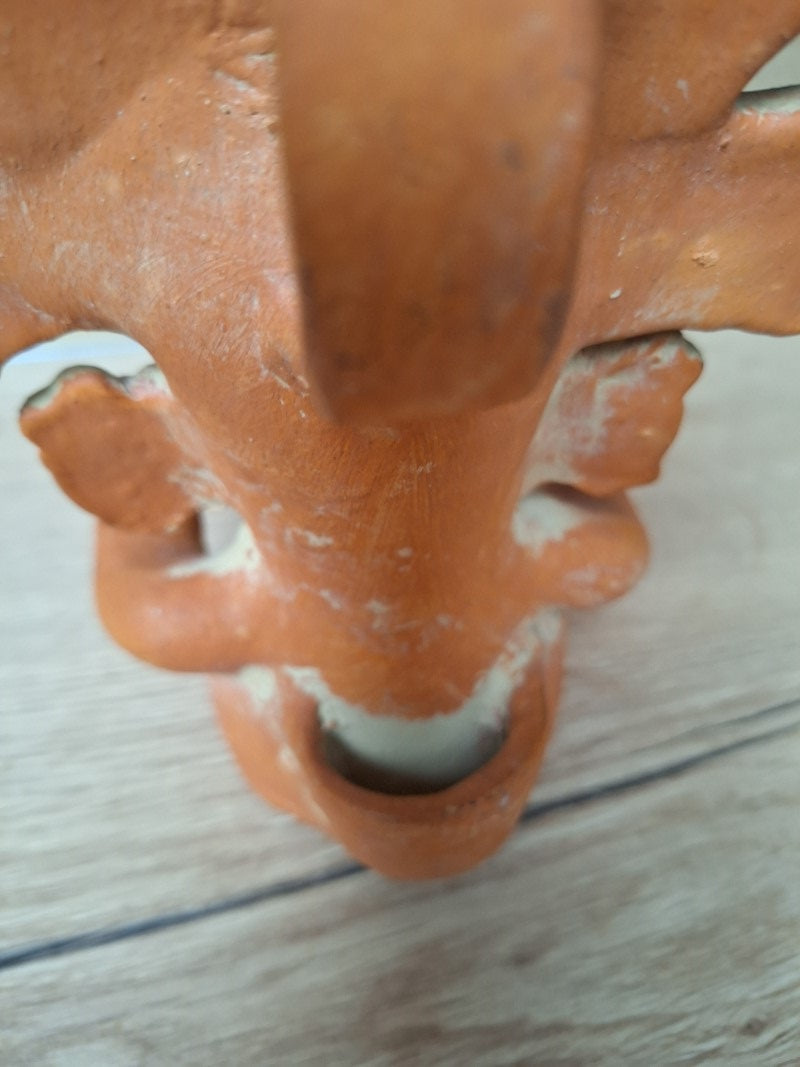 Statuette de chef guerrier – Art précolombien d’inspiration zapotèque – Terre cuite polychrome