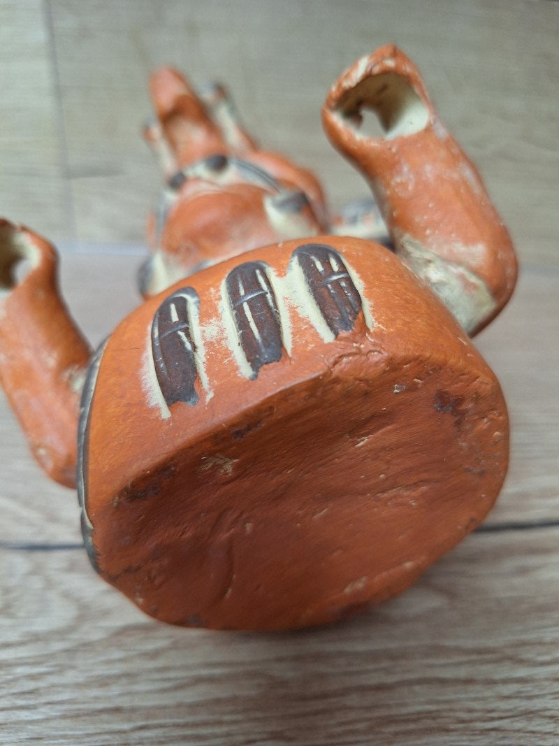 Statuette de chef guerrier – Art précolombien d’inspiration zapotèque – Terre cuite polychrome