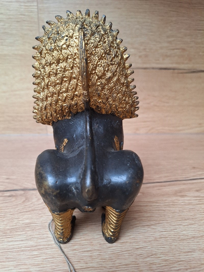 Lion Singha thaïlandais en bronze doré – Gardien protecteur de temple – Thaïlande