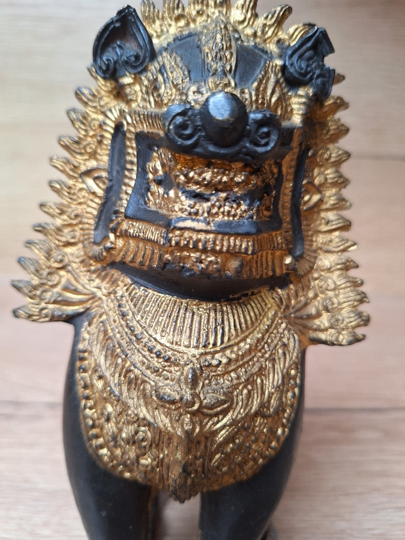Lion Singha thaïlandais en bronze doré – Gardien protecteur de temple – Thaïlande
