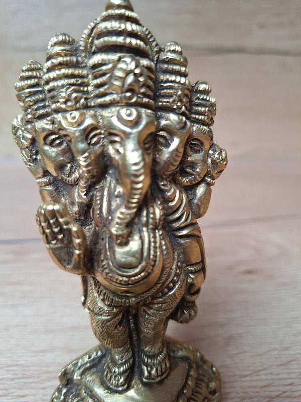 Statue de Panchamukhi Ganesh en bronze massif – Divinité Hindou, Inde.