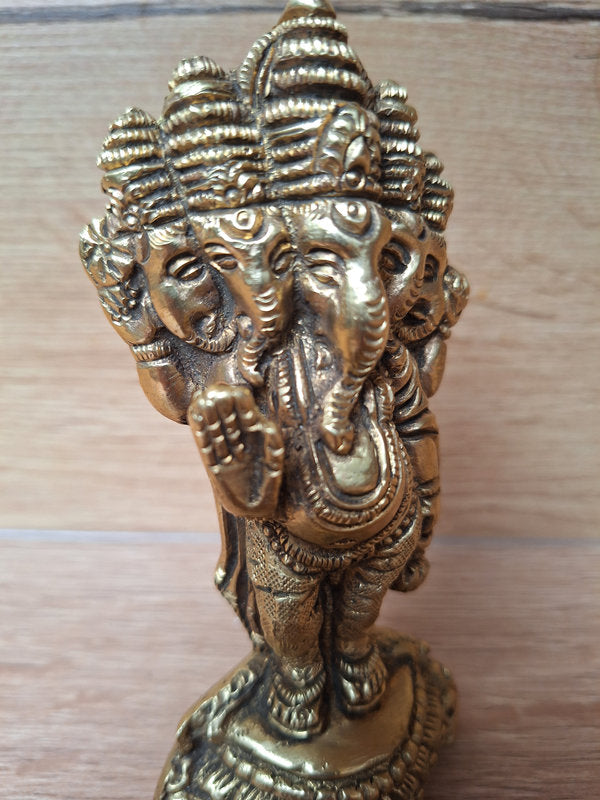 Statue de Panchamukhi Ganesh en bronze massif – Divinité Hindou, Inde.