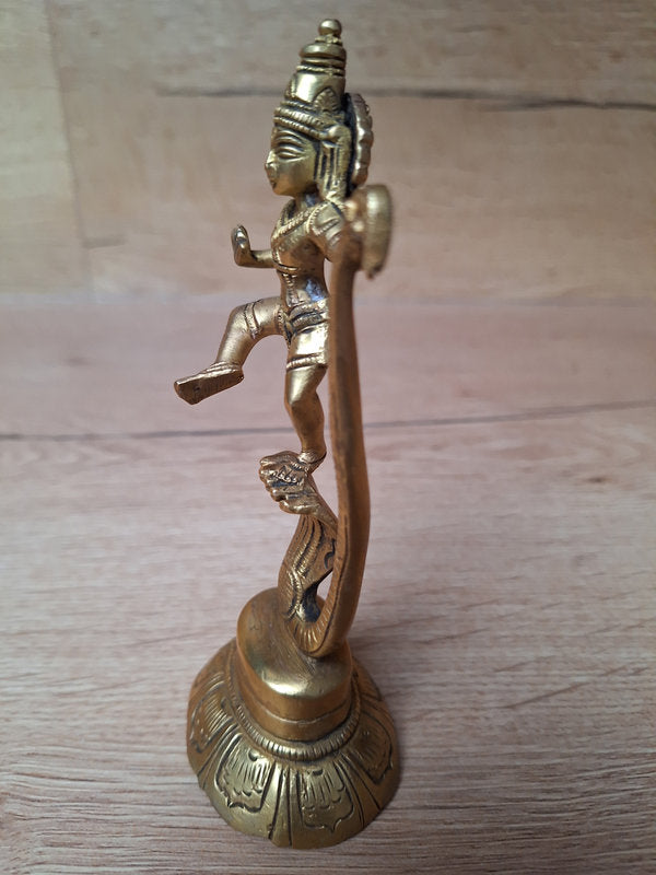 Krishna dansant sur Kaliya – Statue hindoue en laiton – Inde