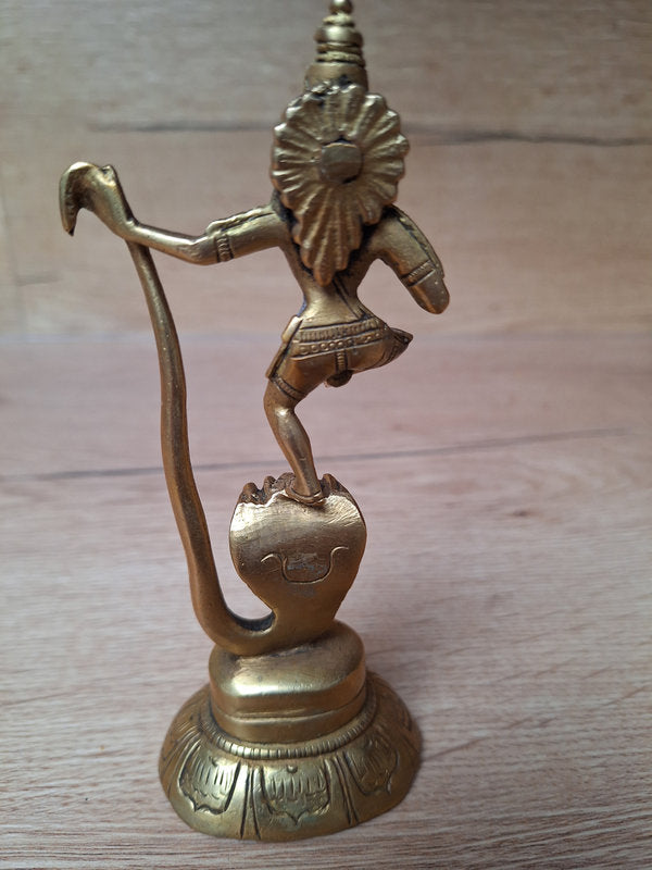 Krishna dansant sur Kaliya – Statue hindoue en laiton – Inde