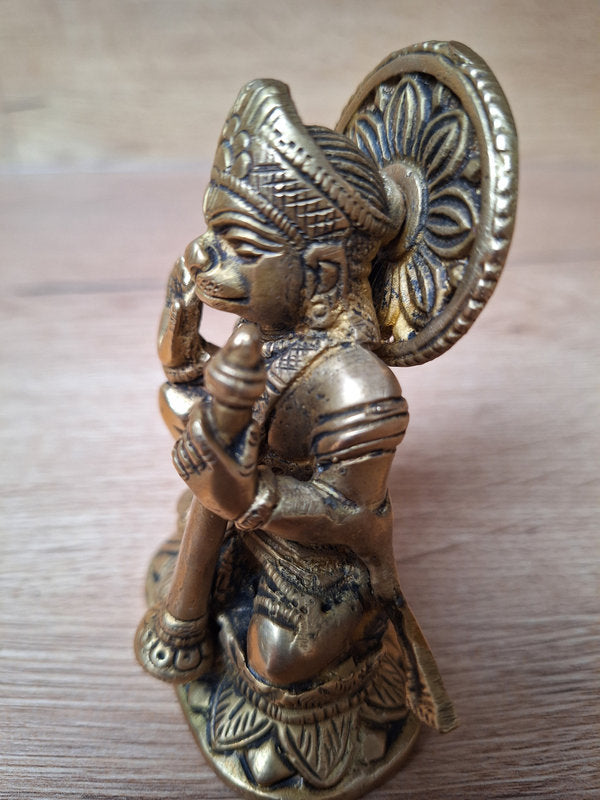 Statue de Hanuman en bronze – héros du Ramayana - Sculpture hindoue artisanale