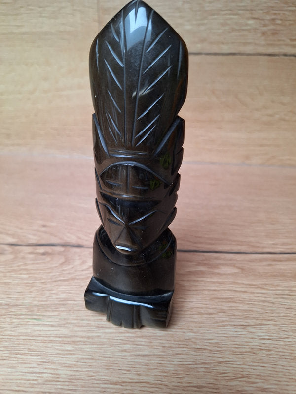 Paire de sculptures en obsidienne noire – Figures mésoaméricaines – Mexique