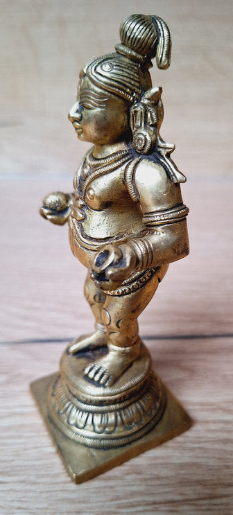 Laddu Gopal – Krishna Enfant en laiton massif – Statue Divinité hindoue, Inde, Asie.