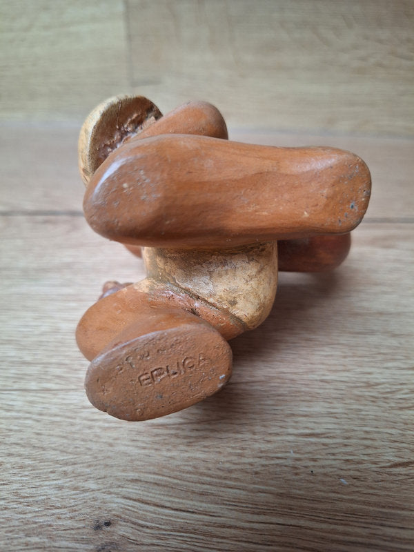 Guerrier Moche en terre cuite – Vase-étrier précolombien du Pérou