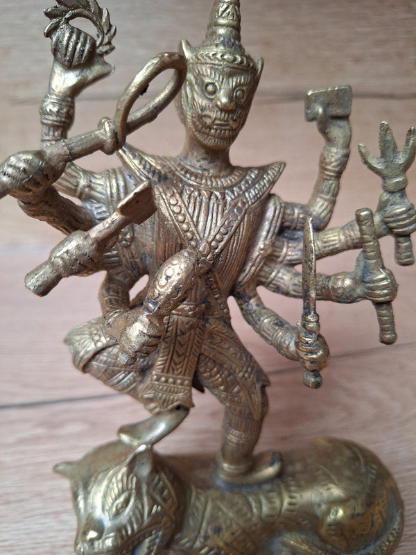 Statue de Tossakan (Thotsakan) en laiton massif – Roi-démon du Ramakien – Art thaïlandais