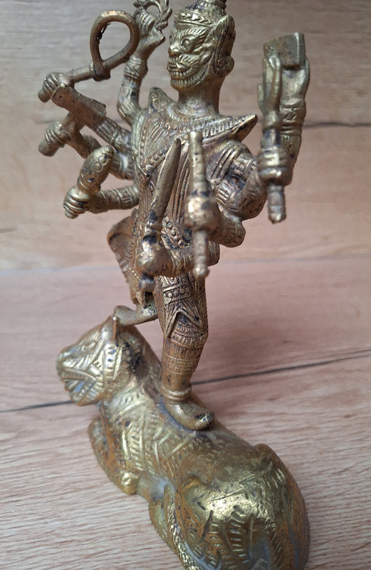 Statue de Tossakan (Thotsakan) en laiton massif – Roi-démon du Ramakien – Art thaïlandais
