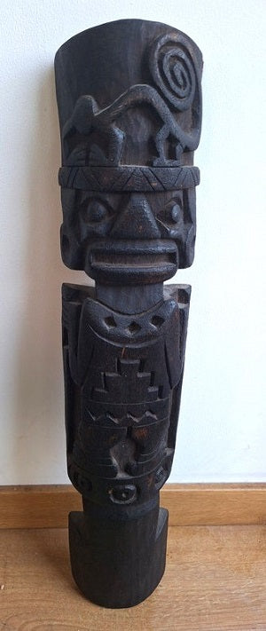 Grande statue Inca en bois de Chonta – Divinité des Graines – 50 cm – Art andin