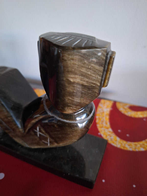Chac Mool en Obsidienne et Mosaïque de Pierres – Sculpture Précolombienne Mexique 16 cm