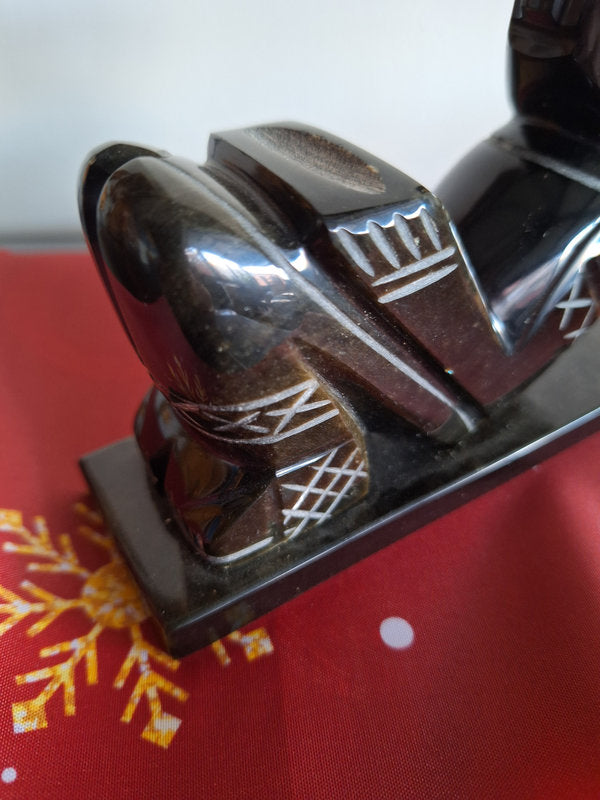 Chac Mool en Obsidienne et Mosaïque de Pierres – Sculpture Précolombienne Mexique 16 cm