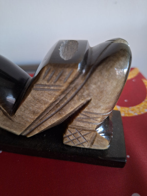 Chac Mool en Obsidienne et Mosaïque de Pierres – Sculpture Précolombienne Mexique 16 cm