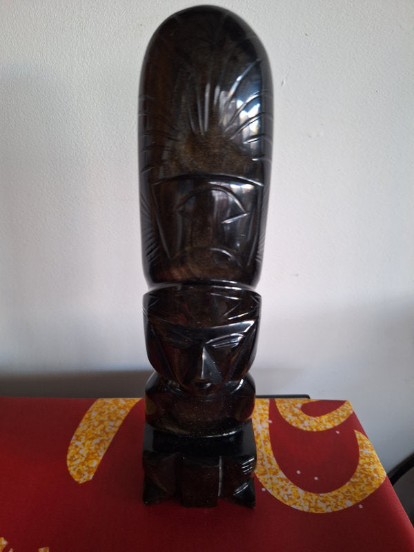 Sculpture en obsidienne – Dignitaire mésoaméricain – Mexique – 21,5 cm