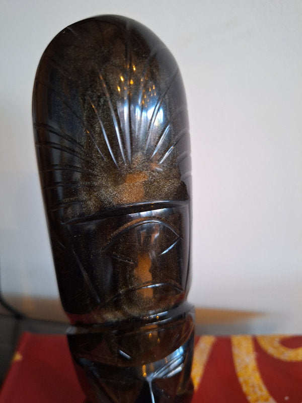 Sculpture en obsidienne – Dignitaire mésoaméricain – Mexique – 21,5 cm