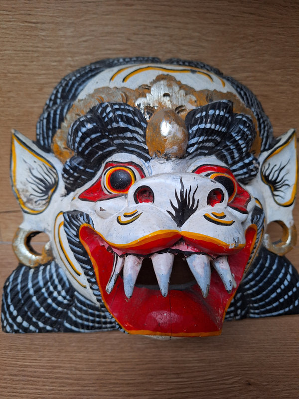 Ancien Masque Balinais Barong – Bois sculpté ancien – Artisanat de Bali - Indonésie