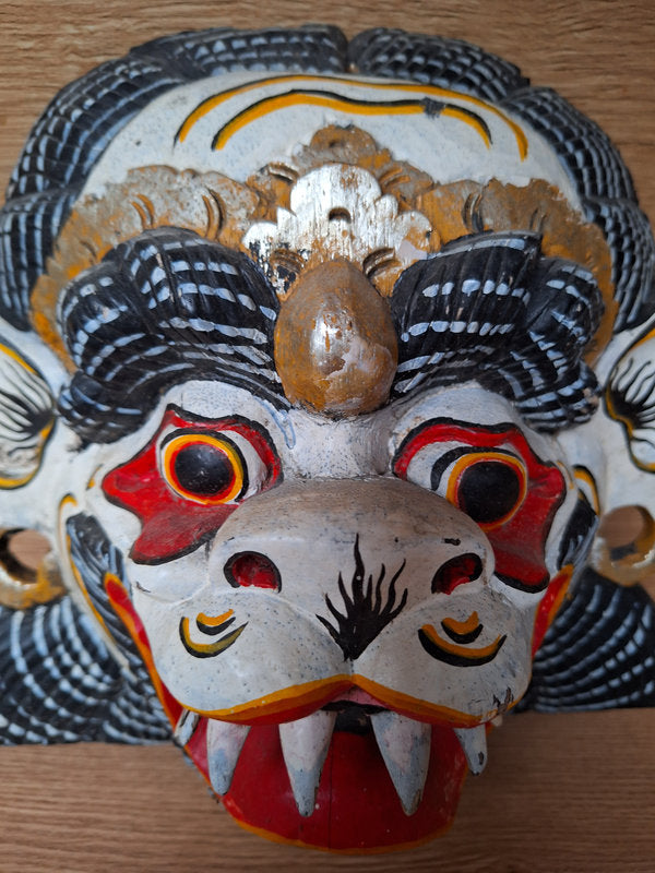Ancien Masque Balinais Barong – Bois sculpté ancien – Artisanat de Bali - Indonésie