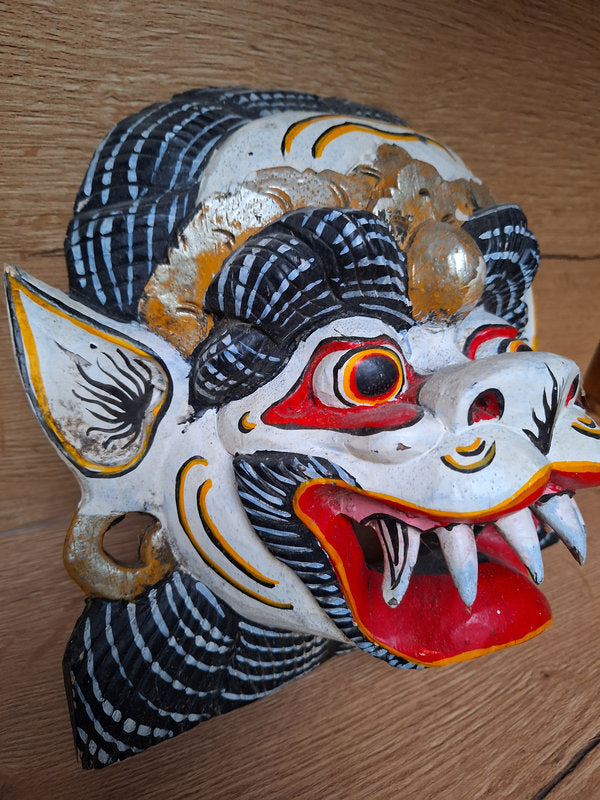 Ancien Masque Balinais Barong – Bois sculpté ancien – Artisanat de Bali - Indonésie