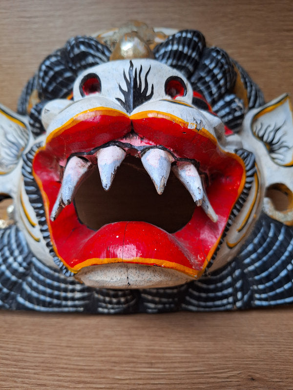 Ancien Masque Balinais Barong – Bois sculpté ancien – Artisanat de Bali - Indonésie
