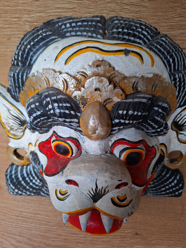 Ancien Masque Balinais Barong – Bois sculpté ancien – Artisanat de Bali - Indonésie