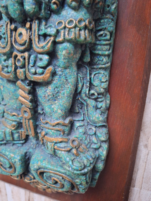 Grand Relief Maya en Malachite – Arte Azteca – Art Mexicain Vintage