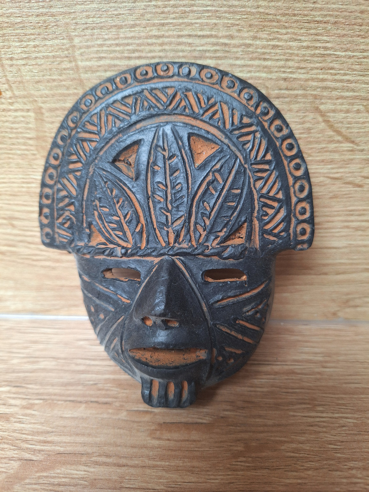 Lot de 5 Mini-Masques Artisanaux en Terre Cuite – Style Précolombien Mexicain – Mexique