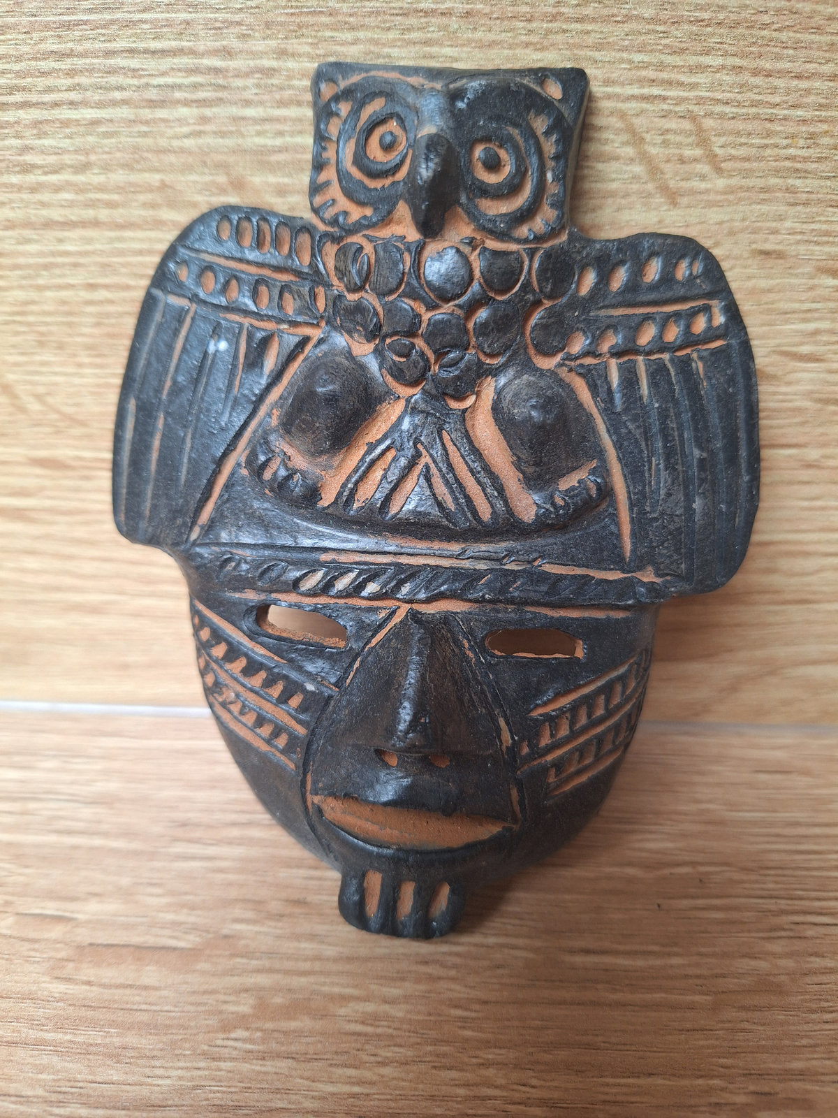 Lot de 5 Mini-Masques Artisanaux en Terre Cuite – Style Précolombien Mexicain – Mexique