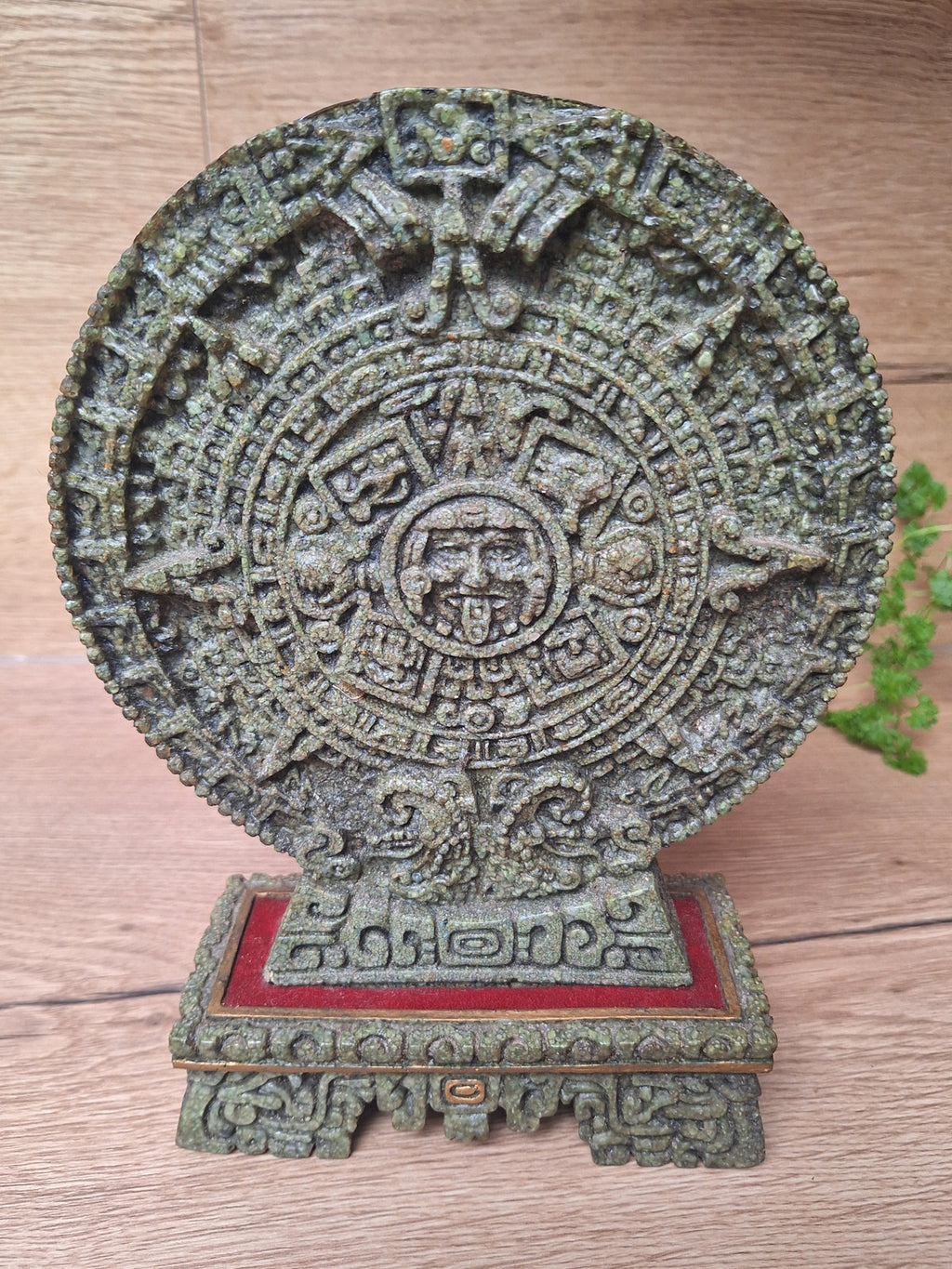 Pierre du Soleil Aztèque – Original Zarebski – Malachite – Mexique – Vintage