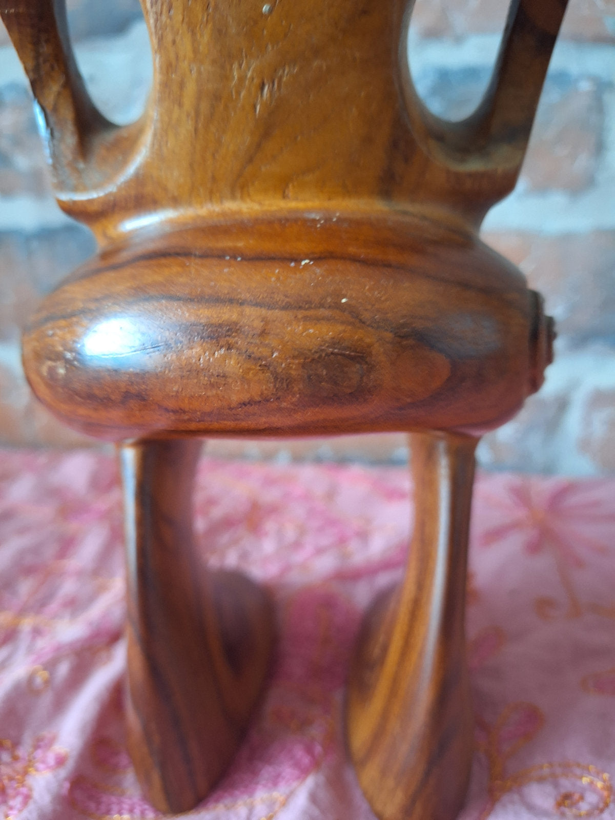 Couple de Tiki polynésiens vintage en bois sculpté – Homme & Femme – 36 cm